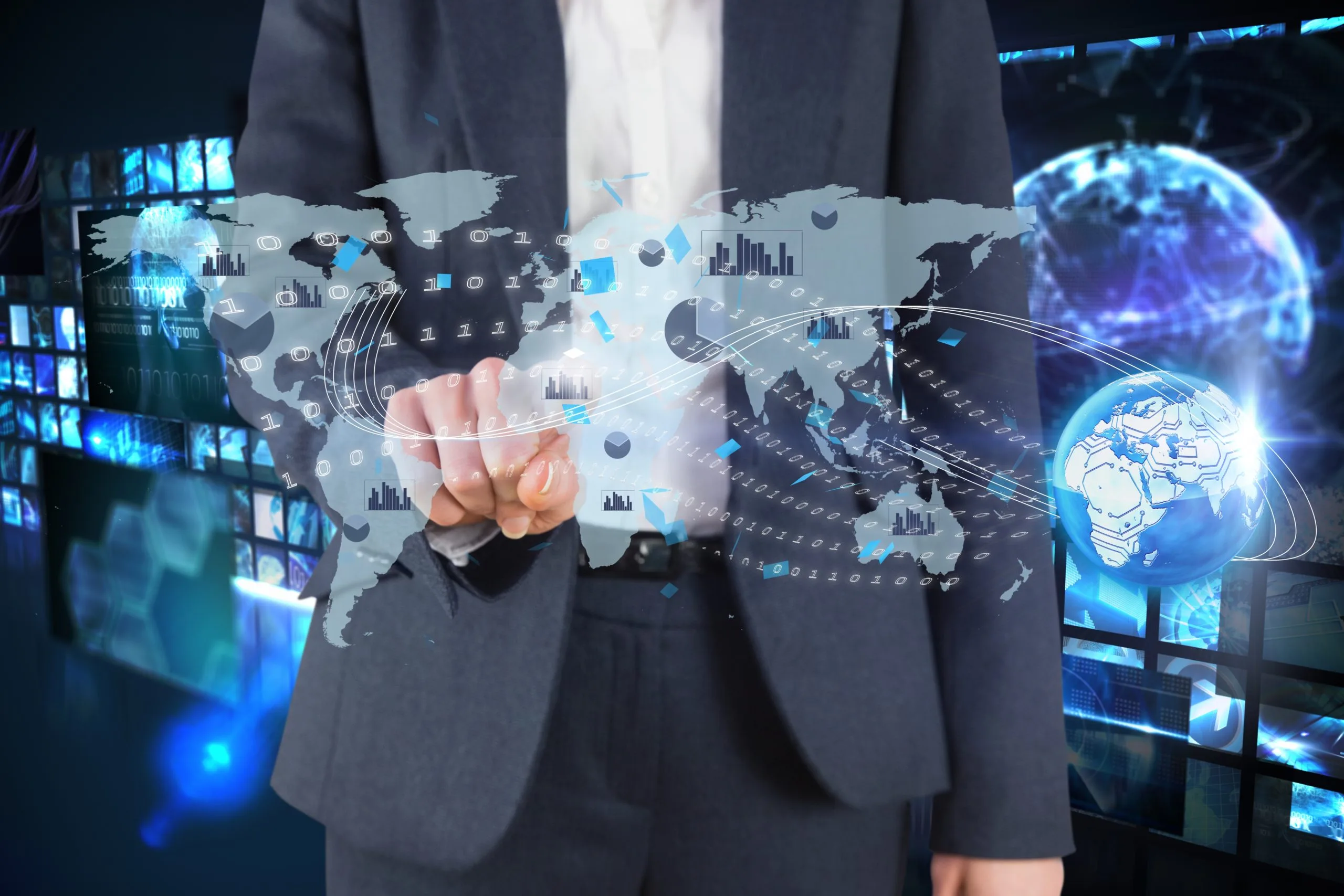 man playing virtual reality map